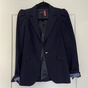 Navy Zara Blazer with Puffed Shoulder